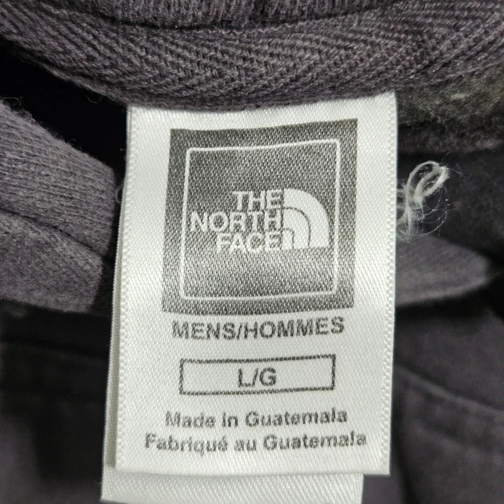 The North Face Mens Hoodie Charcoal Grey‎ Blue Logo Pullover Sweatshirt Size L